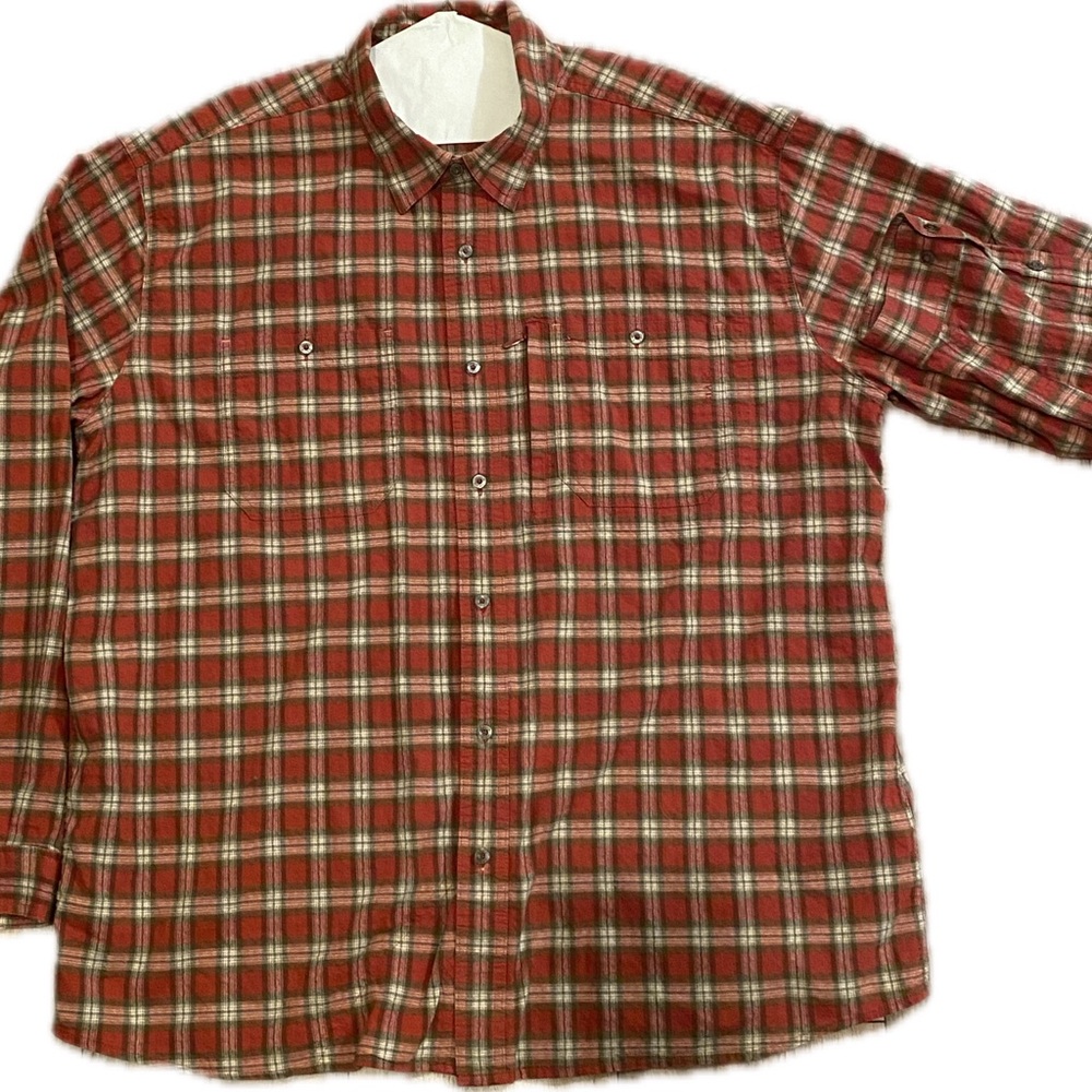 Orvis Red and White Plaid Casual Shirt